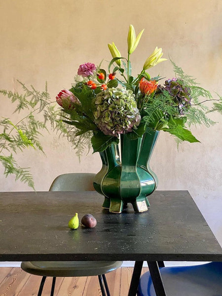 Centerpiece Ceramic Bouquet Vases, Contemporary Vases on Dining Table, Green Porcelain Vases for Modern Home Decor, Unique Handmade Modern Flower Vase-ArtWorkCrafts.com