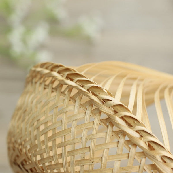 Lovely Cute Picnic Food Basket, Bamboo Basket for Food, Natural Fruit Basket Kitchen Storage Baskets, Natural Hand-woven Bamboo Basket-ArtWorkCrafts.com