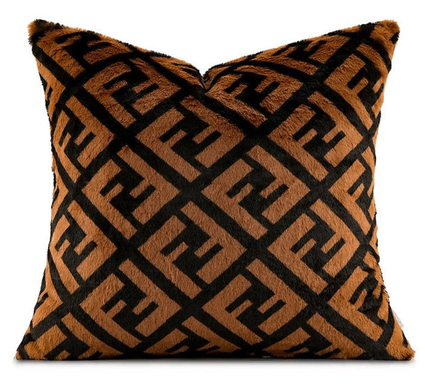 Decorative Pillow Covers, Brown Modern Pillows for Couch, Abstract Decorative Throw Pillows for Living Room, Large Modern Sofa Pillow Cases-ArtWorkCrafts.com