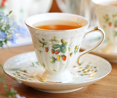 Beautiful British Tea Cups, Elegant Bone China Porcelain Tea Cup Set, Traditional English Tea Cups and Saucers, Unique Ceramic Coffee Cups-ArtWorkCrafts.com
