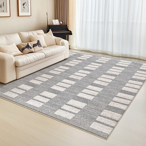 Dining Room Floor Rug, Large Gray Floor Rugs for Living Room, Modern Floor Rugs for Bedroom, Extra Large Geometric Modern Rugs for Office-ArtWorkCrafts.com