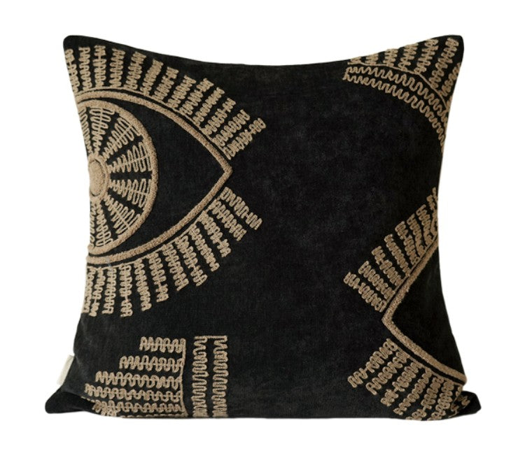 Geometric Modern Sofa Pillows, Large Square Decorative Throw Pillows for Couch, Large Black Decorative Throw Pillows, Black Geometric Sofa Pillows for Interior Design-ArtWorkCrafts.com