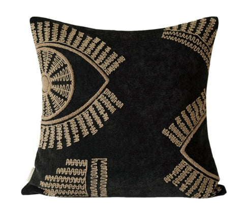 Geometric Modern Sofa Pillows, Large Square Decorative Throw Pillows for Couch, Large Black Decorative Throw Pillows, Black Geometric Sofa Pillows for Interior Design-ArtWorkCrafts.com