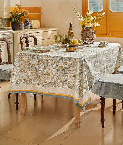 Rabbit Pigeon Pattern Table Covers for Round Table, Large Modern Rectangle Tablecloth for Dining Table, Farmhouse Table Cloth for Oval Table, Square Tablecloth for Kitchen-ArtWorkCrafts.com