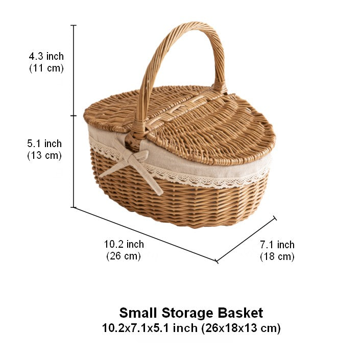 Picnic Storage Basket with Handle, Extra Large Kitchen Storage Baskets, Natural Hand-woven Wicker Storage Basket, Lovely Willow Weaving Baskets for Vegetable, Natural Fruit Storage Baskets-ArtWorkCrafts.com