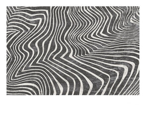 Mid Century Area Rugs for Living Room, Black Stripe Area Rugs under Sofa, Abstract Contemporary Rugs for Bedroom, Modern Carpets for Office, Dining Room Floor Rugs-ArtWorkCrafts.com
