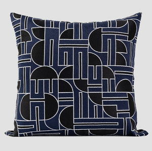 Abstract Decorative Throw Pillows, Geomeric Contemporary Pillows, Blue Square Modern Throw Pillows for Couch, Large Simple Throw Pillow for Interior Design