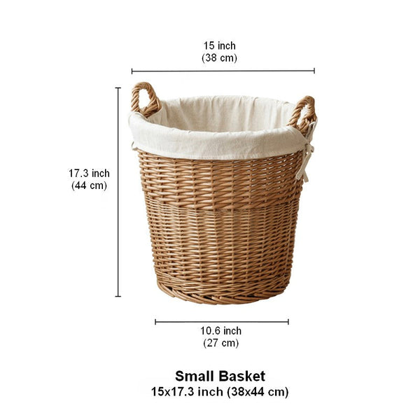 Large Food Storage Basket with Handle, Natural Hand-woven Wicker Storage Basket for Clothes, Willow Weaving Baskets for Clothes, Extra Large Kitchen Storage Baskets-ArtWorkCrafts.com