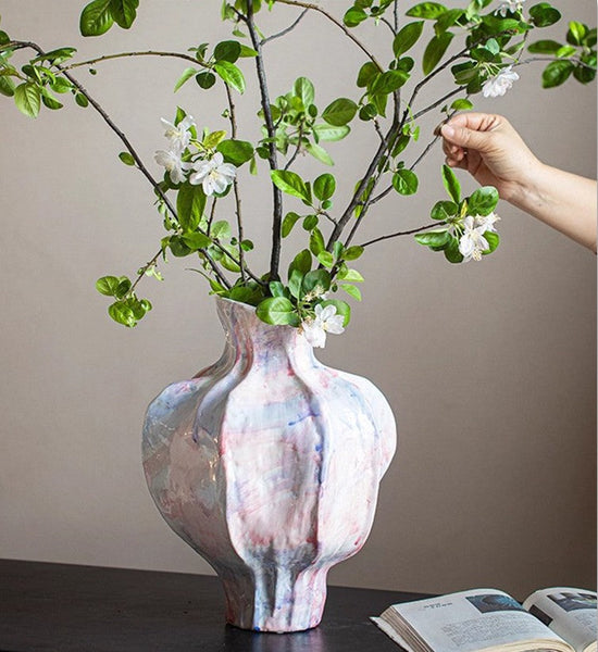 Handmade Modern Flower Vase, Centerpiece Ceramic Bouquet Vases, Large Contemporary Vases on Dining Table, Porcelain Vases for Modern Home Decor-ArtWorkCrafts.com