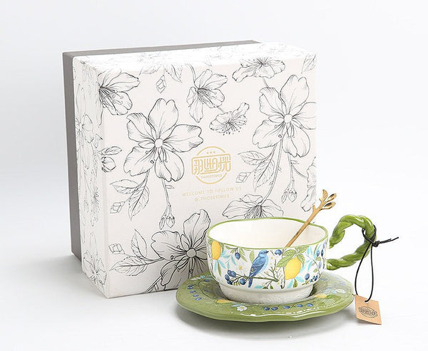 Ceramic Coffee Cups in Gift Box, British Afternoon Tea Cups Tea Cup and Saucer Set, Porcelain Tea Cup and Saucer Set-ArtWorkCrafts.com