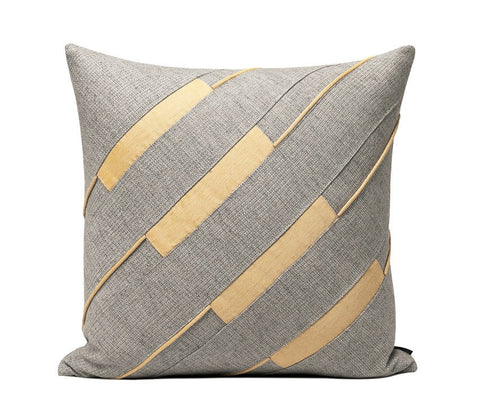 Grey Throw Pillow for Couch, Simple Modern Sofa Pillows, Grey Yellow Decorative Pillows, Modern Throw Pillows for Couch-ArtWorkCrafts.com