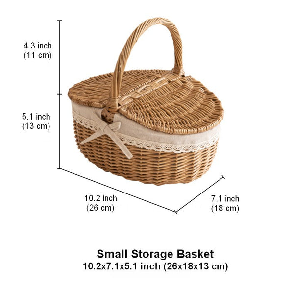 Picnic Storage Basket with Handle, Extra Large Kitchen Storage Baskets, Natural Hand-woven Wicker Storage Basket, Lovely Willow Weaving Baskets for Vegetable, Natural Fruit Storage Baskets-ArtWorkCrafts.com