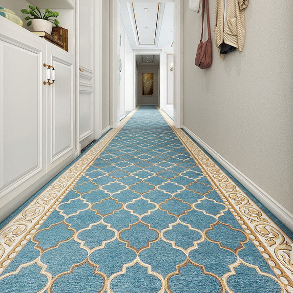 Stain-resistant Non Slip Entrance Hallway Runners, Entryway Runner Rugs, Modern Long Hallway Runners, Extra Long Narrow Runner Rugs, Kitchen Runner Rugs, Blue Hallway Runners-ArtWorkCrafts.com