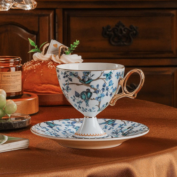Ceramic Tea Cup and Saucer in Gift Box, British Tea Cup set, Elegant Ceramic Coffee Cups, Creative Porcelain Tea Cup Set and Saucer-ArtWorkCrafts.com