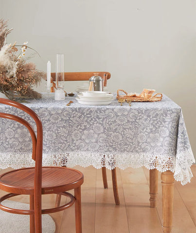 Farmhouse Table Cloth, Wedding Tablecloth, Dining Room Flower Pattern Table Cloths, Square Tablecloth for Round Table, Cotton Rectangular Table Covers for Kitchen-ArtWorkCrafts.com