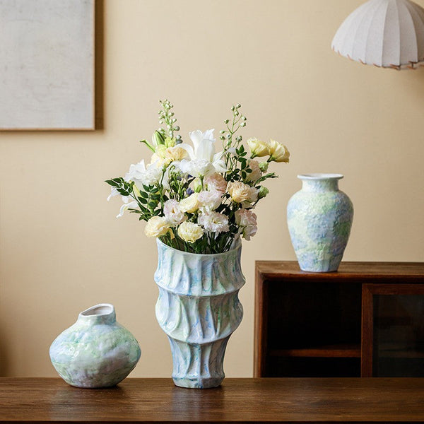 Modern Porcelain Flower Vases, Handmade Water Holding Flower Vases, Centerpiece on Dining Table, Ceramic Bouquet Vases, Flower Vases on Table-ArtWorkCrafts.com