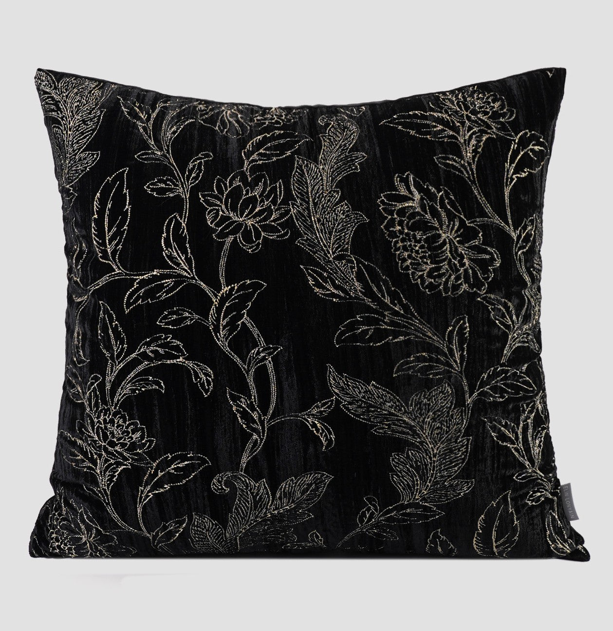 Contemporary Modern Sofa Pillows, Black Embroidery Flower Pattern Pillows for Couch, Decorative Throw Pillows for Bedroom, Large Modern Sofa Pillow for Dining Room