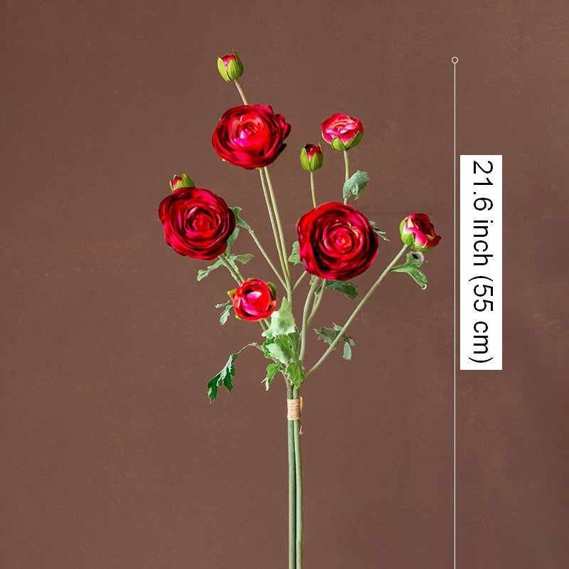 Bedroom Flower Arrangement Ideas, Red Ranunculus Asiaticus Flowers, Simple Modern Floral Arrangement Ideas for Home Decoration, Spring Artificial Floral for Dining Room-ArtWorkCrafts.com