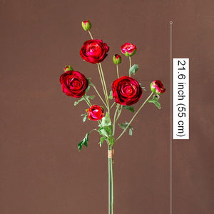Bedroom Flower Arrangement Ideas, Red Ranunculus Asiaticus Flowers, Simple Modern Floral Arrangement Ideas for Home Decoration, Spring Artificial Floral for Dining Room-ArtWorkCrafts.com