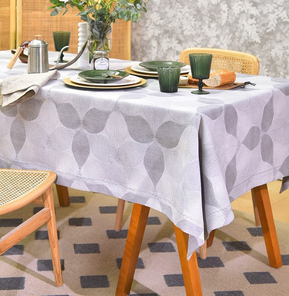Large Rectangle Table Covers for Dining Room Table, Modern Table Cloths for Kitchen, Simple Contemporary Grey Cotton Tablecloth, Square Tablecloth for Round Table-ArtWorkCrafts.com