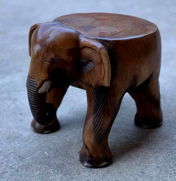 Elephant Wooden Stool, Elephant Sofa Stool, Dining Table Stool, Handmade Solid Wood low Stool, Creative Shoe-changing Stool-ArtWorkCrafts.com