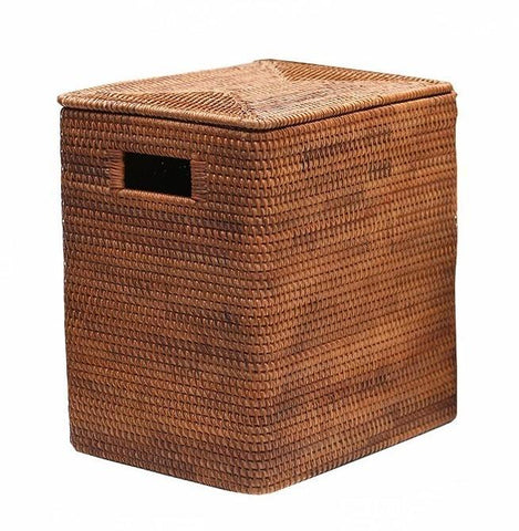 Storage Baskets for Bathroom, Rectangular Storage Baskets, Large Brown Rattan Storage Baskets, Storage Basket with Lid, Storage Baskets for Clothes-ArtWorkCrafts.com