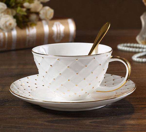 Elegant Ceramic Tea Cups, Unique Tea Cups and Saucers in Gift Box as Birthday Gift, Beautiful British Tea Cups, Creative Bone China Porcelain Tea Cup Set-ArtWorkCrafts.com