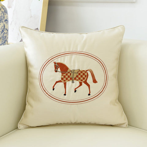 Horse Decorative Throw Pillows for Couch, Modern Decorative Throw Pillows, Embroider Horse Pillow Covers, Modern Sofa Decorative Pillows-ArtWorkCrafts.com
