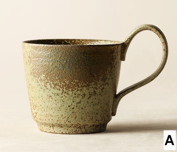 Modern Handmade Pottery Coffee Cup, Creative Brown Green Blue Ceramic Coffee Mugs, Large Unique Tea Cup, Large Capacity Coffee Cups-ArtWorkCrafts.com