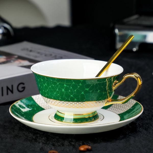 Ceramic Coffee Cup with Saucer Set of 2 Cups, Beautiful British Tea Cup and Saucer, Creative Porcelain Tea Cup Saucer Set, 6.8 oz Tea Cup and Saucer in Gift Box-ArtWorkCrafts.com