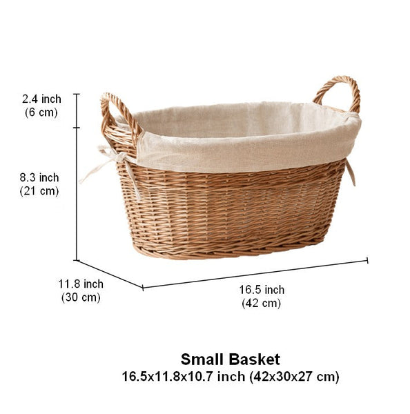 Large Kitchen Round Storage Baskets, Large Food Storage Basket with Handle, Natural Hand-woven Wicker Storage Basket for Clothes, Willow Weaving Baskets for Toys-ArtWorkCrafts.com