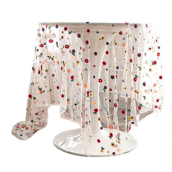 Extra Large Rectangular Tablecloth for Oval Table, Spring Flower Lace Tablecloths, Lace Embroidered Table Covers, Rectangular Table Covers for Coffee Table-ArtWorkCrafts.com