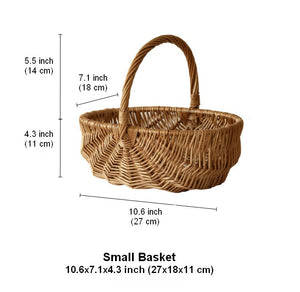 Natural Fruit Basket, Kitchen Storage Baskets, Natural Hand-woven Wicker Storage Basket, Large Picnic Food Basket with Handle, Lovely Willow Weaving Baskets for Vegetable-ArtWorkCrafts.com