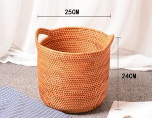 Wicker Woven Storage Baskets, Kitchen Storage Baskets, Rattan Storage Basket, Round Storage Basket for Bathroom-ArtWorkCrafts.com
