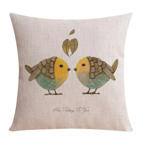Decorative Sofa Pillows for Dining Room, Simple Decorative Pillow Covers, Love Birds Throw Pillows for Couch, Singing Birds Decorative Throw Pillows-ArtWorkCrafts.com