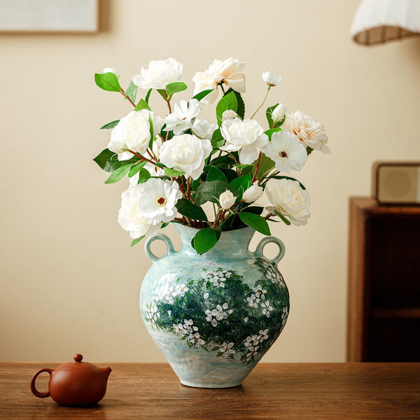 Centerpiece on Dining Table, Handmade Water Holding Flower Vases, Large Flower Vases on Table, Modern Pottery Flower Vases, Pottery Bud Vases-ArtWorkCrafts.com