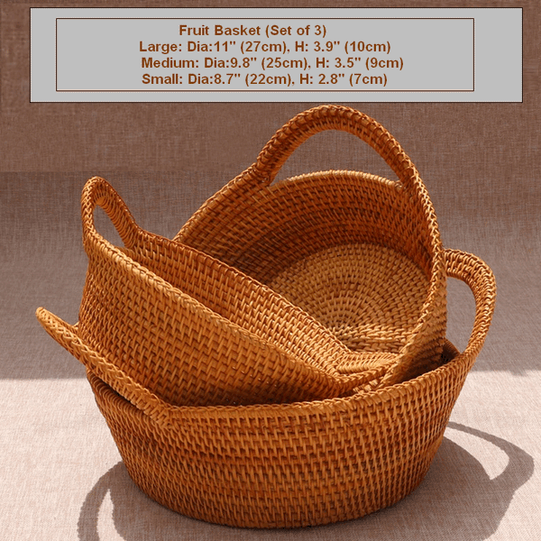 Round Storage Baskets, Storage Baskets for Shelves, Rattan Storage Basket, Woven Storage Basket for Kitchen, Set of 3-ArtWorkCrafts.com