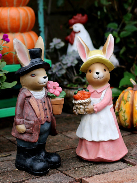 Garden Animal Sculpture Rabbit Statues, Garden Decor Ideas, Animal Statue for Garden Ornament, Villa Courtyard Decor, Outdoor Garden Decoration-ArtWorkCrafts.com
