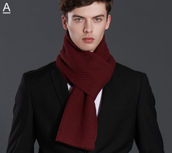 Simple Business Formal Men Scarf Styles, Red Thick Wool Scarf, Wool Scarf for Gentleman, Men's Winter Scarf, Casual Scarf Men, Men's Wool Scarf Winter, Fashion Scarf-ArtWorkCrafts.com