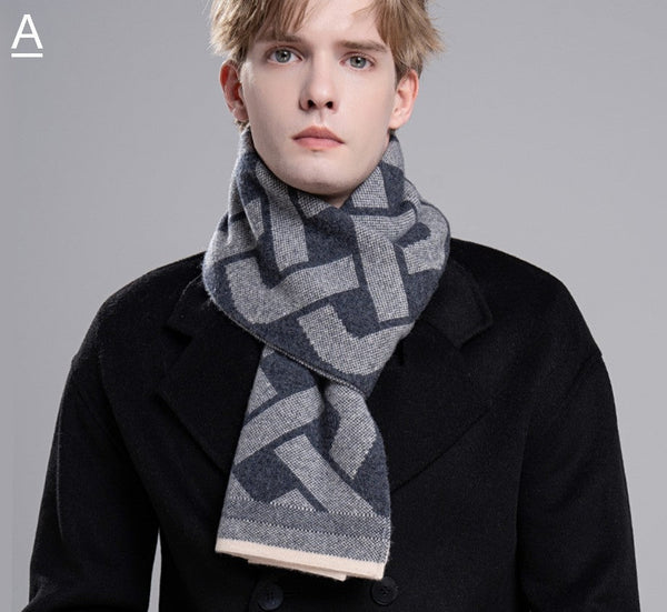 Wool Scarf for Gentleman, Thick Wool Scarf, Men's Winter Scarf, Casual Scarf Men, Men's Wool Scarf Winter, Fashion Scarf, Business Formal Men Scarf Styles-ArtWorkCrafts.com