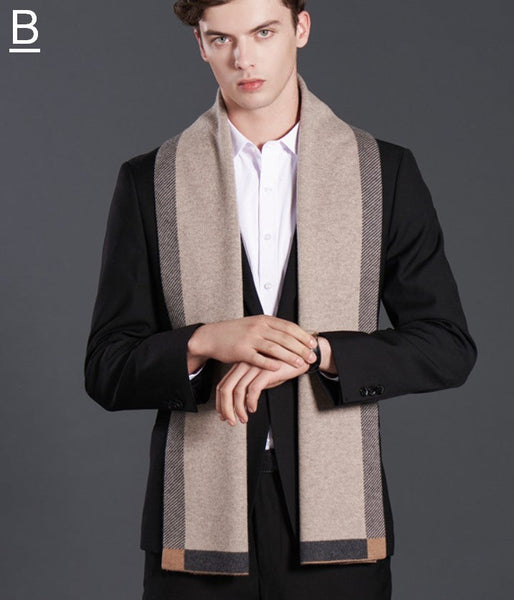 Fashion Scarf, Simple Business Formal Men Scarf Styles, Beige Thick Wool Scarf, Wool Scarf for Gentleman, Men's Winter Scarf, Casual Scarf Men, Men's Wool Scarf Winter-ArtWorkCrafts.com