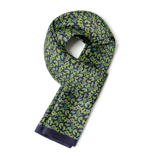 Formal Wear Silk Scarf, Silk Ascot For Men, Lightweight Silk Scarf Men, Green Silk Neckerchief For Business, Mens Spring Autumn Scarf, Mens Dress Silk Scarf, Long Silk Scarf for Men, High Quality Silk Necktie-ArtWorkCrafts.com
