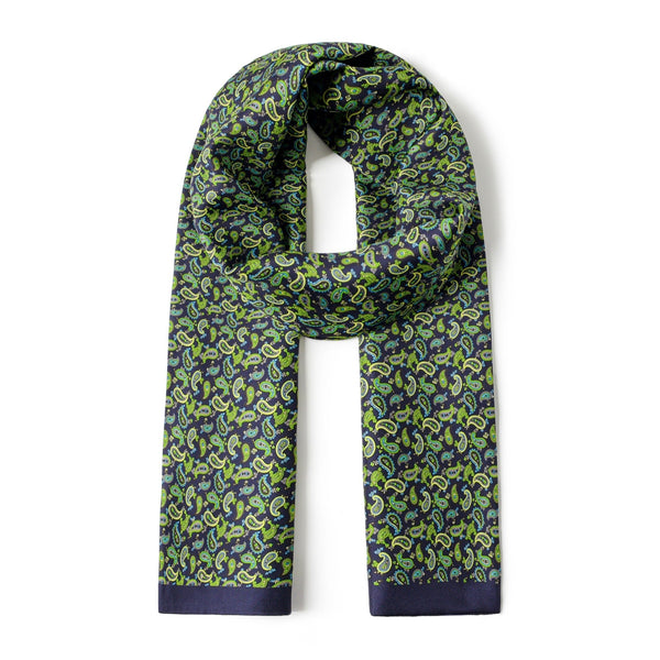 Formal Wear Silk Scarf, Silk Ascot For Men, Lightweight Silk Scarf Men, Green Silk Neckerchief For Business, Mens Spring Autumn Scarf, Mens Dress Silk Scarf, Long Silk Scarf for Men, High Quality Silk Necktie-ArtWorkCrafts.com