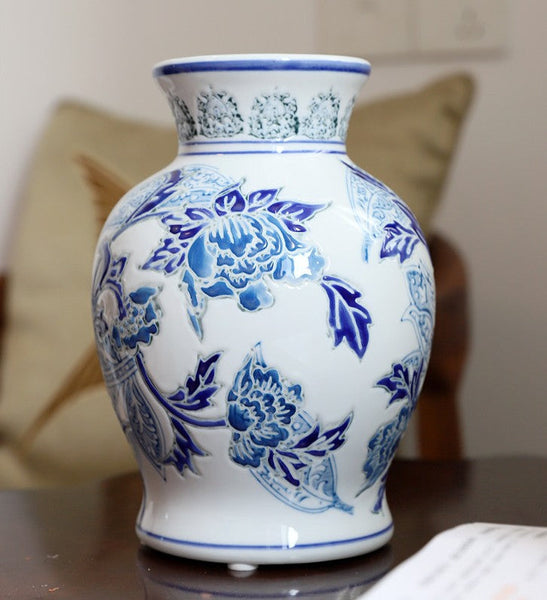 Handmade Flower Vase, Vintage Flower Vases on Dining Table, Porcelain Flower Vases, Centerpiece Ceramic Bouquet Vases-ArtWorkCrafts.com