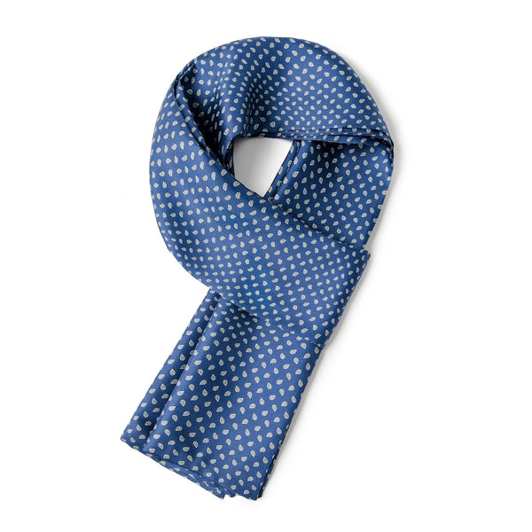 Formal Wear Silk Scarf, Silk Ascot For Men, Blue Mens Spring Autumn Scarf, Lightweight Silk Scarf Men, Silk Neckerchief For Business, Mens Dress Silk Scarf, Long Silk Scarf for Men, High Quality Silk Necktie-ArtWorkCrafts.com