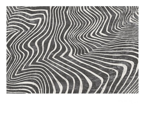 Mid Century Area Rugs for Living Room, Black Stripe Area Rugs under Sofa, Abstract Contemporary Rugs for Bedroom, Modern Carpets for Office, Dining Room Floor Rugs-ArtWorkCrafts.com