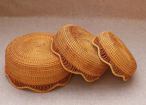 Woven Round Storage Basket, Cute Small Rattan Woven Baskets, Fruit Storage Basket, Storage Baskets for Kitchen-ArtWorkCrafts.com