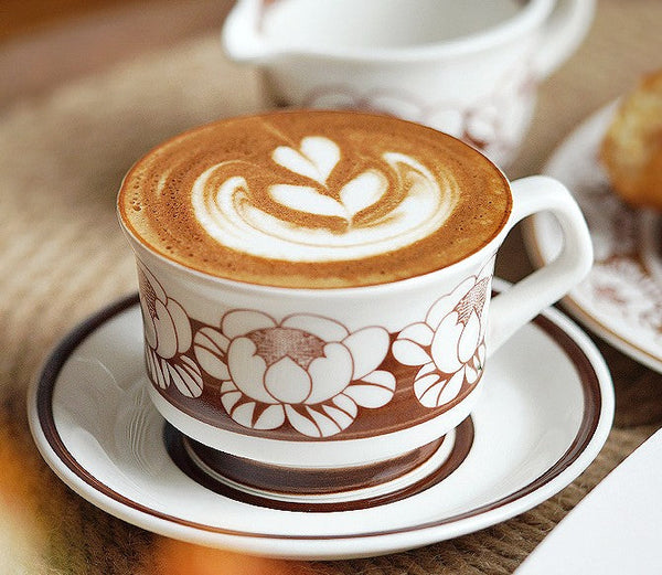 Elegant Ceramic Coffee Cups, Flower Porcelain Tea Cup Saucer Set, Beautiful British Tea Cups, Traditional English Tea Cup and Saucer-ArtWorkCrafts.com