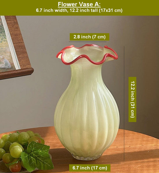 French Vintage Glass Flower Vases, Glass Bud Vases, Flower Vases on Table, Handmade Water Holding Flower Vases