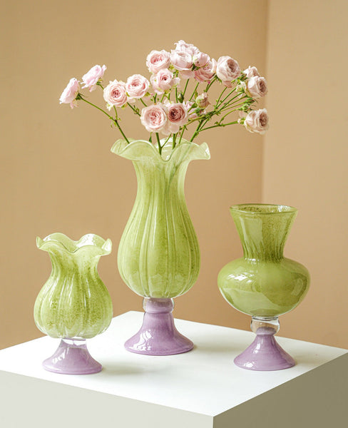 Modern Glass Vase for Flowers, Mid Century Glass Vases, Handmade Modern Vases for Living Room, Unique Decorative Glass Vase, Centerpiece Contemporary Vases on Table-ArtWorkCrafts.com